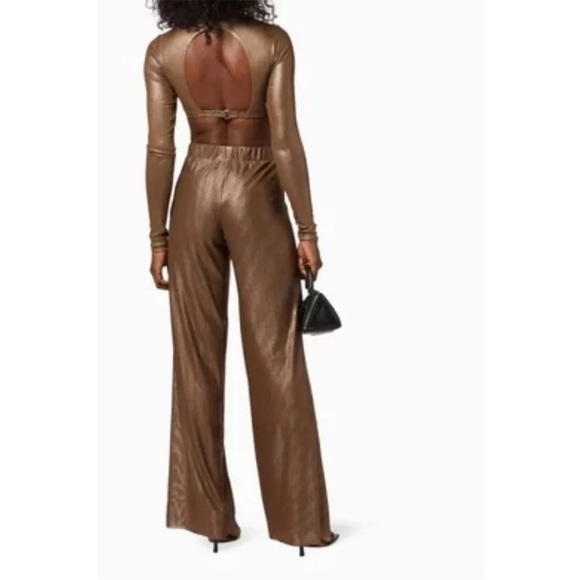 GOOD AMERICAN MESH FOIL UNDERWIRE CROP TOP (MOCHA FOIL) Size 1 NWT - Picture 2 of 8